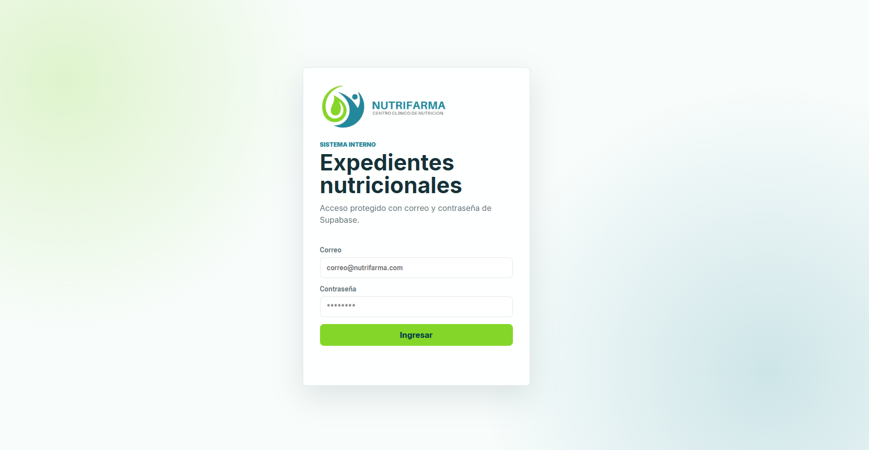 NutriFarma - Acceso protegido